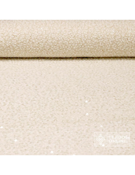 Tela de Lana Beige con Lentejuelas | Tienda de Telas Online