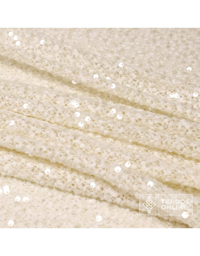 Tela de Lana Beige con Lentejuelas | Tienda de Telas Online