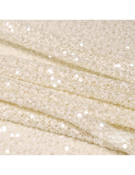 Tela de Lana Beige con Lentejuelas | Tienda de Telas Online