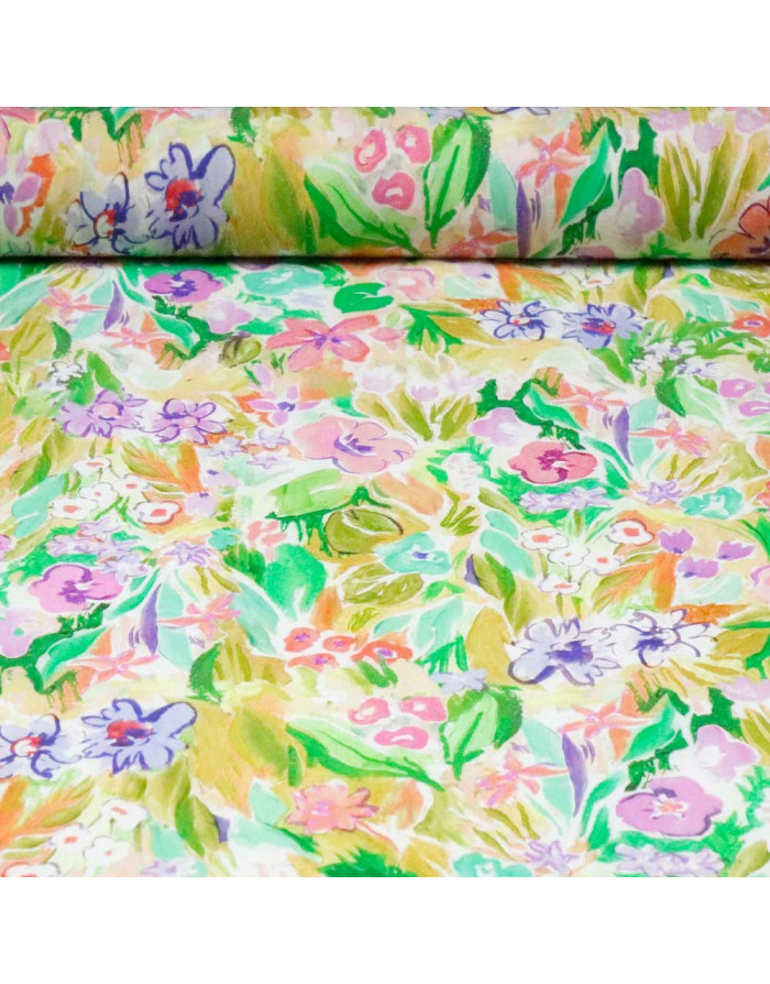 Tela de Flores Estampada  -  Telas de Vestir - Tienda de Telas - Imagen 1
