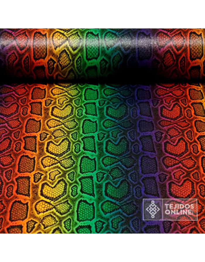 Tela Serpiente Animal Print Multicolor | Telas para Carnaval - Imagen 1