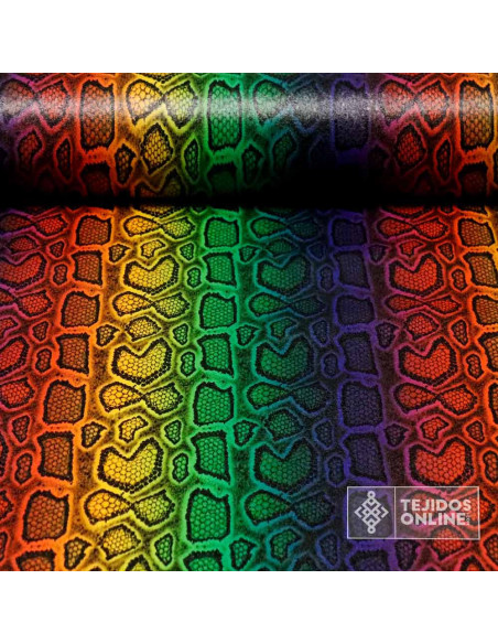Tela Serpiente Animal Print Multicolor | Telas para Carnaval - Imagen 1