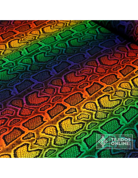 Tela Serpiente Animal Print Multicolor | Telas para Carnaval - Imagen 4