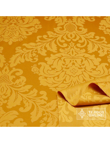Tela Damasco Dorado Medallón - Telas de Damasco Tela Damasco Dorado Medallón - Telas de Damasco