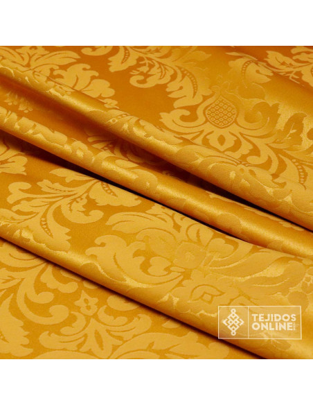 Tela Damasco Dorado Medallón - Telas de Damasco Tela Damasco Dorado Medallón - Telas de Damasco