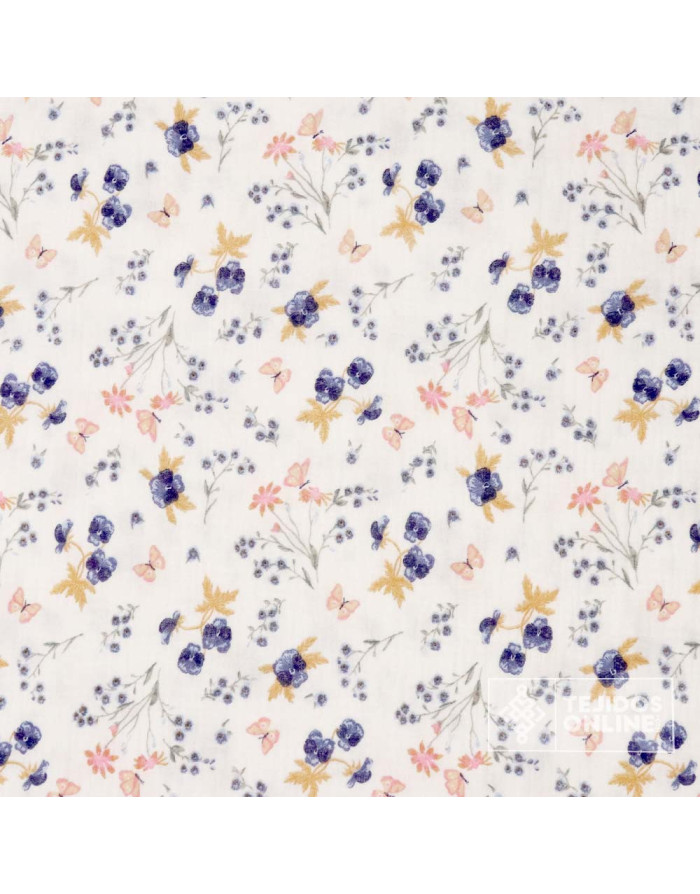 Bambula Bella Flor Azul Marino | Venta de Telas Online - Imagen 3
