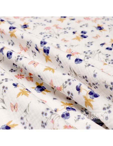 Bambula Bella Flor Azul Marino | Venta de Telas Online - Imagen 4