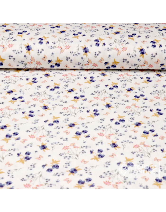 Bambula Bella Flor Azul Marino | Venta de Telas Online - Imagen 1