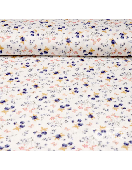 Bambula Bella Flor Azul Marino | Venta de Telas Online - Imagen 1