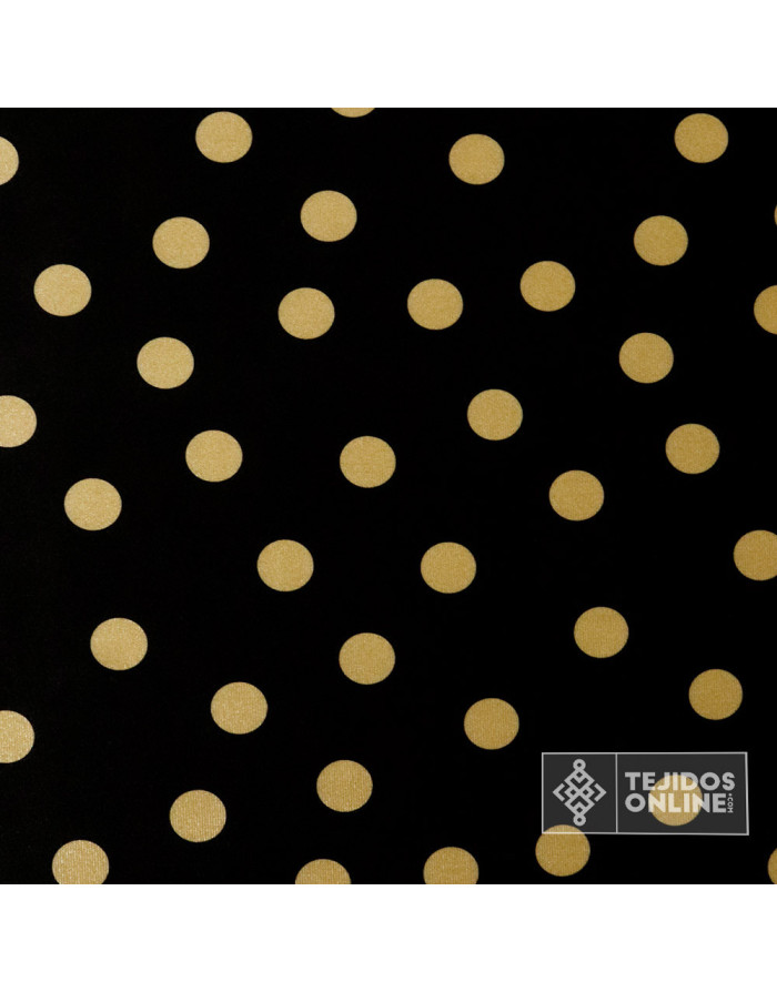 Terciopelo Negro Lunar Camel con Lycra - Telas de Terciopelo