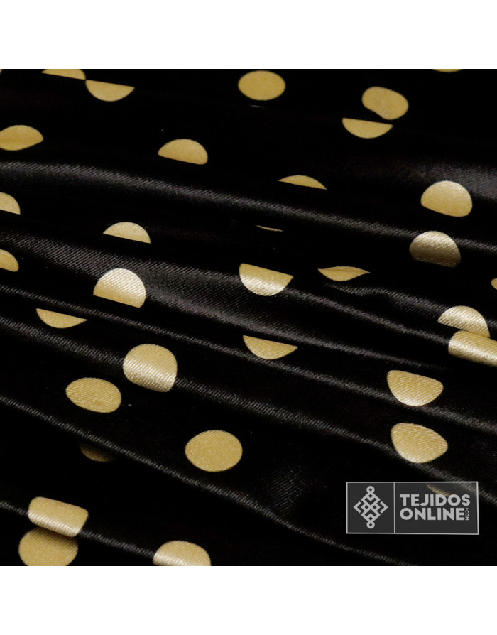 Terciopelo Negro Lunar Camel con Lycra - Telas de Terciopelo