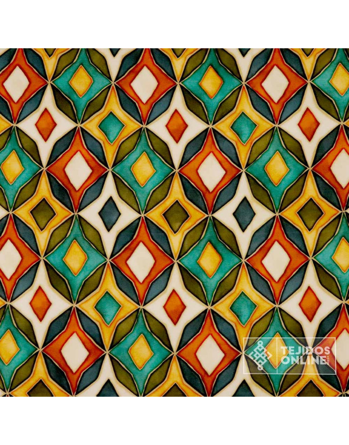 Tela Lycra Estampada Geométrica - Telas de Lycra - Telas Online