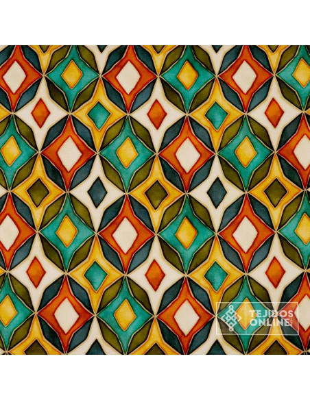 Tela Lycra Estampada Geométrica - Telas de Lycra - Telas Online