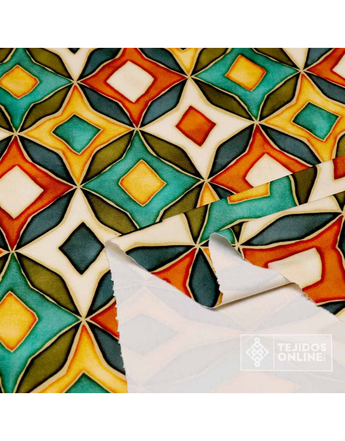 Tela Lycra Estampada Geométrica - Telas de Lycra - Telas Online