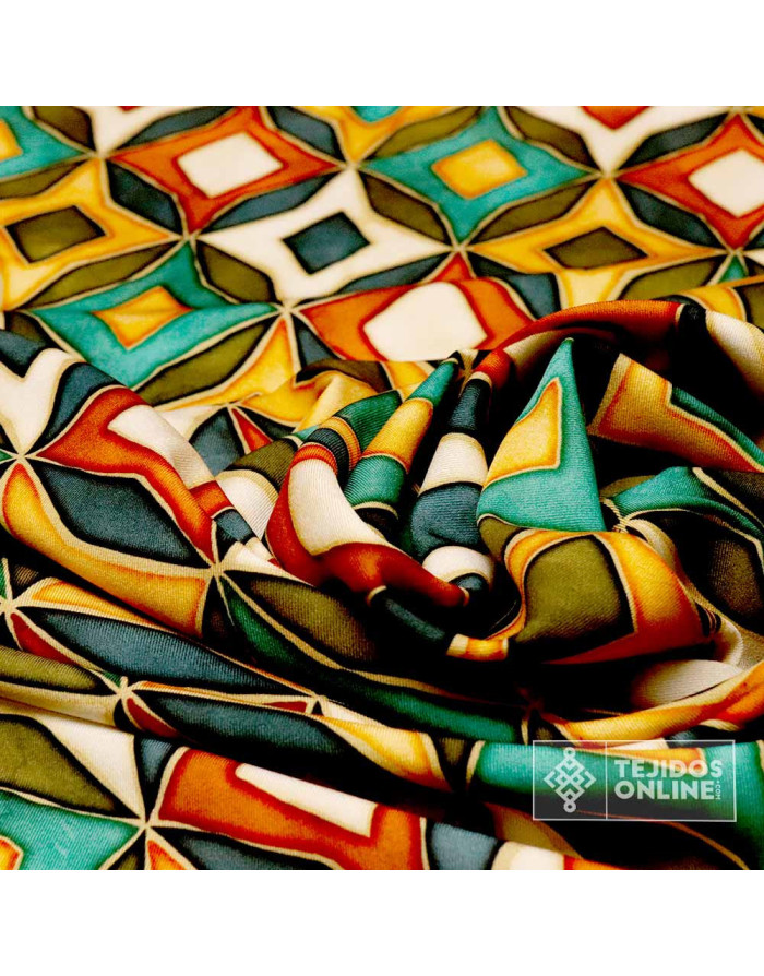 Tela Lycra Estampada Geométrica - Telas de Lycra - Telas Online