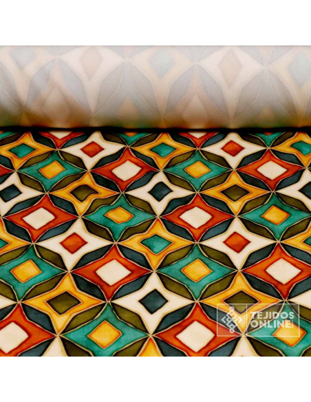 Tela Lycra Estampada Geométrica - Telas de Lycra - Telas Online