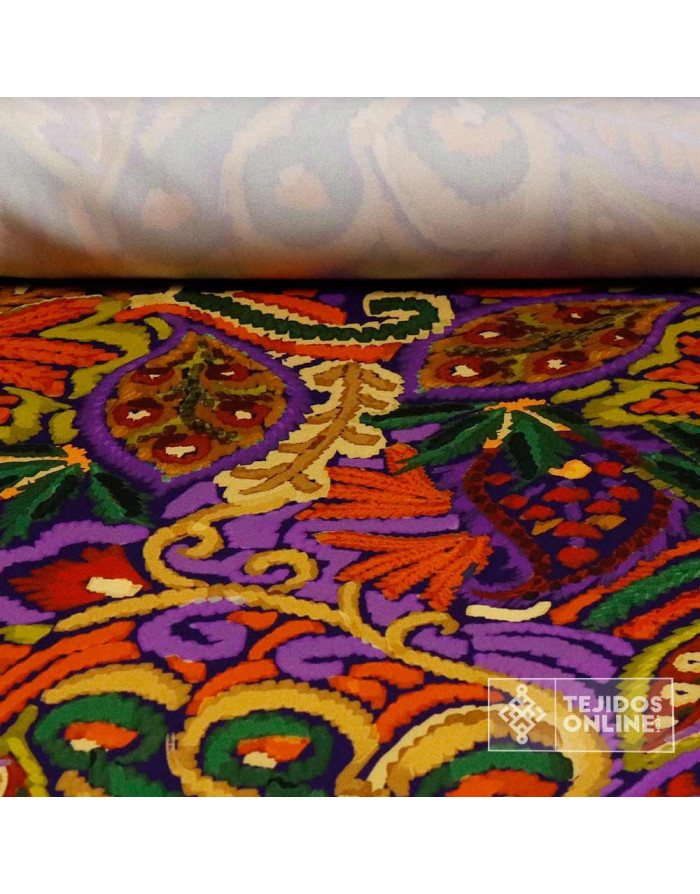 Tela Lycra con Estampado Floral Paisley - Telas de Vestir