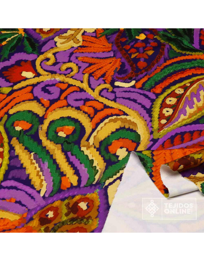 Tela Lycra con Estampado Floral Paisley - Telas de Vestir