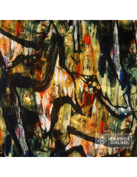 Tela Crep Seda Selva Abstraca - Comprar Telas de Vestir de Moda