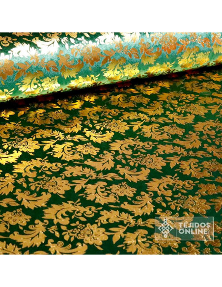 Telas de Terciopelo - Terciopelo Verde Pan de Oro
