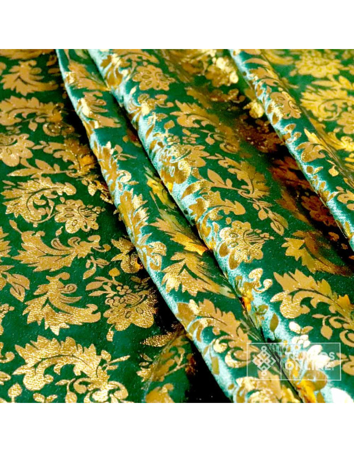 Telas de Terciopelo - Terciopelo Verde Pan de Oro