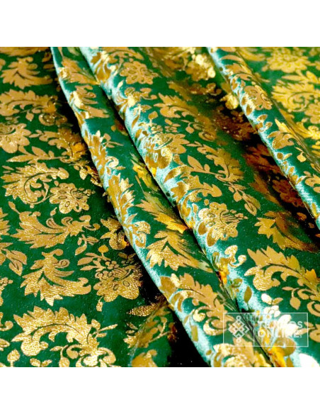 Telas de Terciopelo - Terciopelo Verde Pan de Oro