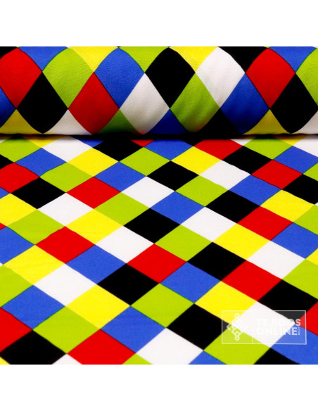 Tela Rombos Multicolor Arlequín - Telas Para Carnaval