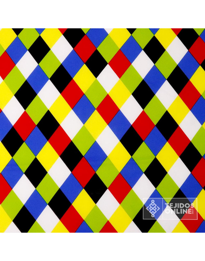 Tela Rombos Multicolor Arlequín - Telas Para Carnaval