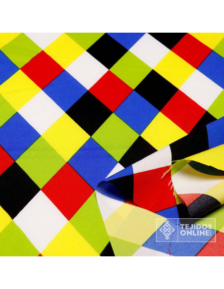 Tela Rombos Multicolor Arlequín - Telas Para Carnaval
