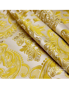 Tela Brocada Blanca Oro Grecia - Tejidos Cofrade 2