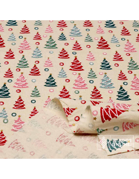 Loneta Navidad 100% Algodón Arboles de Navidad - Teals Navideñas - Imagen 2