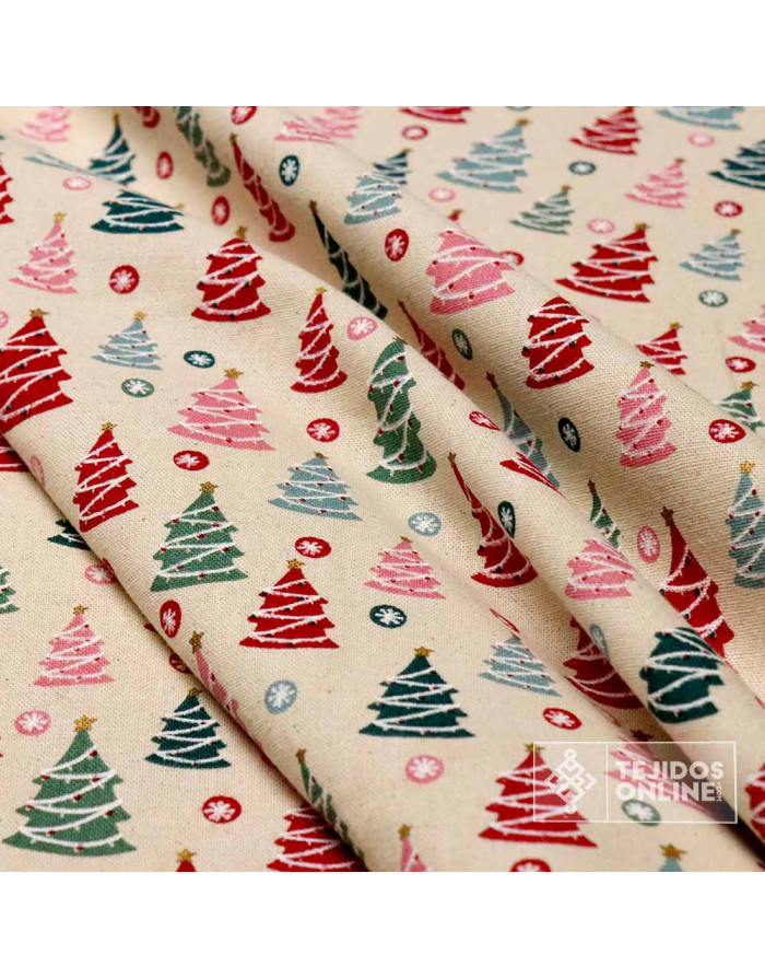 Loneta Navidad 100% Algodón Arboles de Navidad - Teals Navideñas - Imagen 4