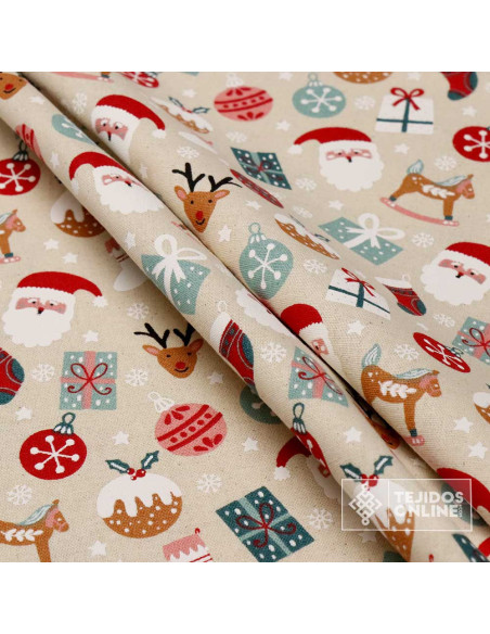 Loneta Navidad 100% Algodón Papa Noel  - Telas de Navidad - Imagen 4