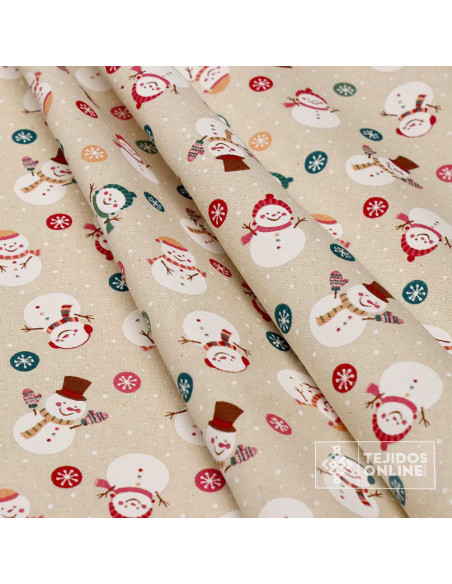 Loneta Navidad 100% Algodón Muñeco Nieve - Telas Navideñas - Imagen 4