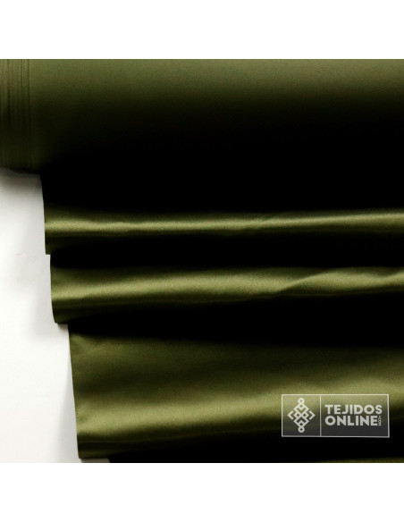 Tela Raso Verde Caqui para Carnaval - Tejidos Online - Imagen 1