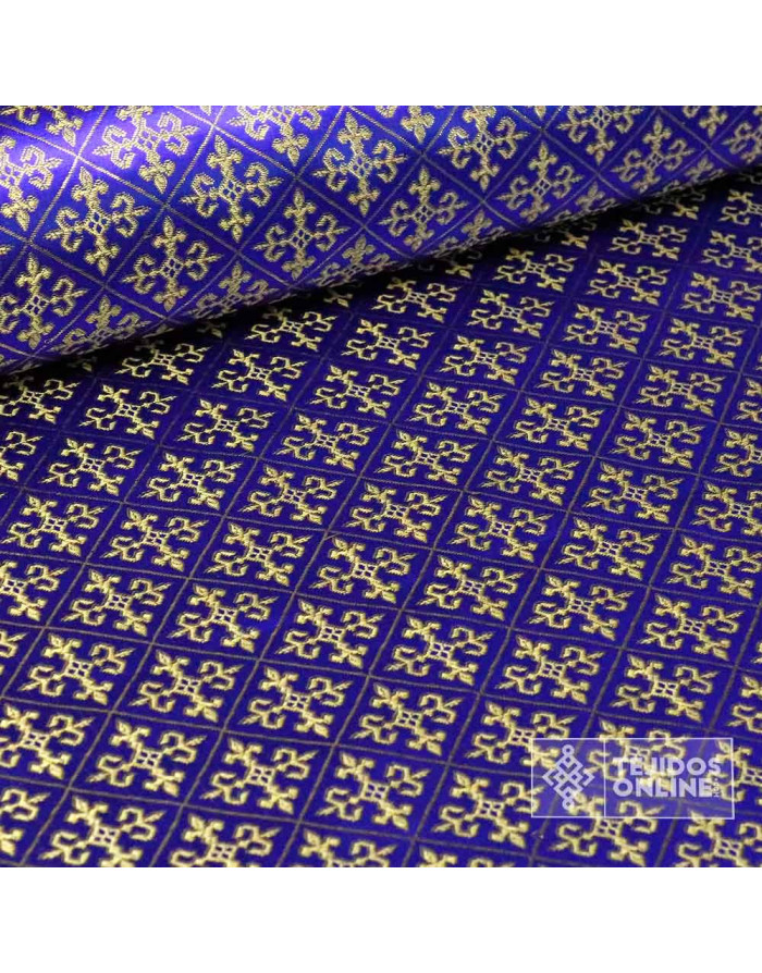 Tela Reyes Magos Brocado Azul - Telas para Disfraz