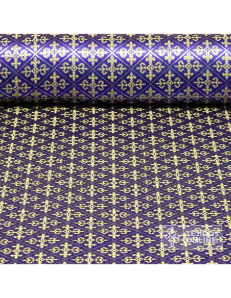 Tela Reyes Magos Brocado Azul - Telas para Disfraz