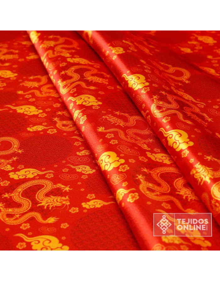 Tela Raso Asíatico Dragones para Carnaval - Tejidos Online - Imagen 2