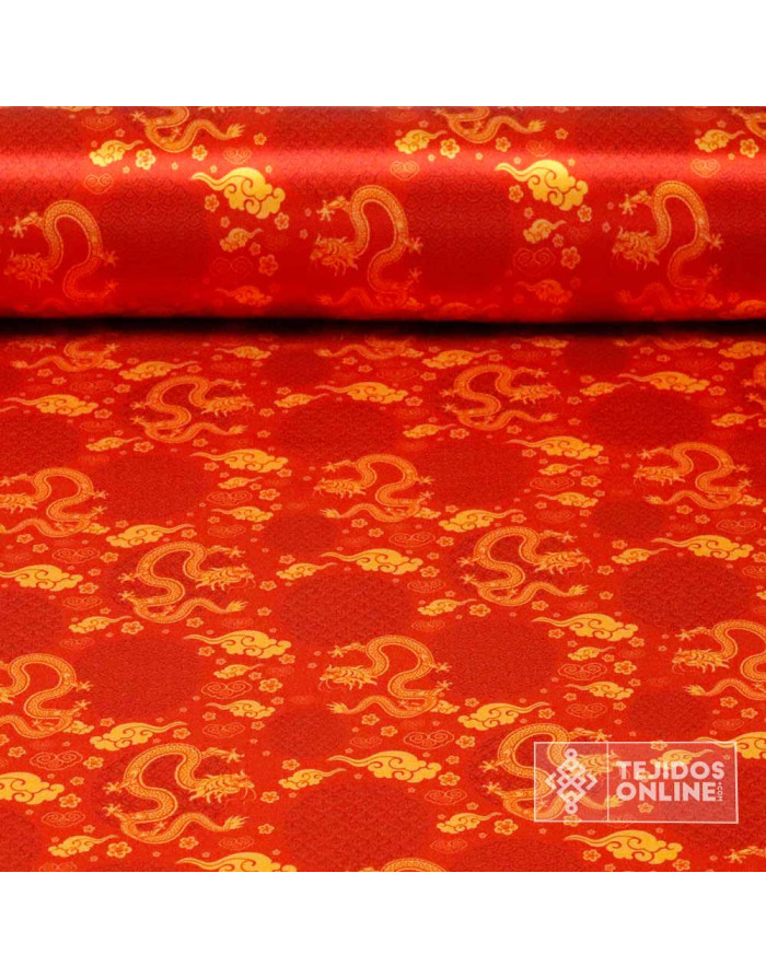Tela Raso Asíatico Dragones para Carnaval - Tejidos Online - Imagen 1
