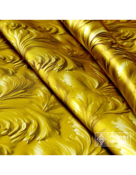 Tela Raso Dorado Flor Tulipa  para Cabalgata - Tejidos Online - Imagen 2