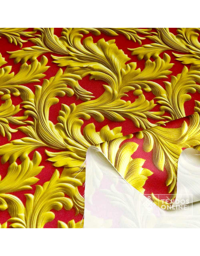 Tela Raso Burdeos Flor Tulipa para Cabalgata - Tejidos Online