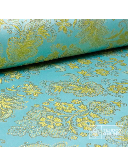 Tela Brocado Turquesa Salamanca | Tienda de Telas | Cofrade - Imagen 2