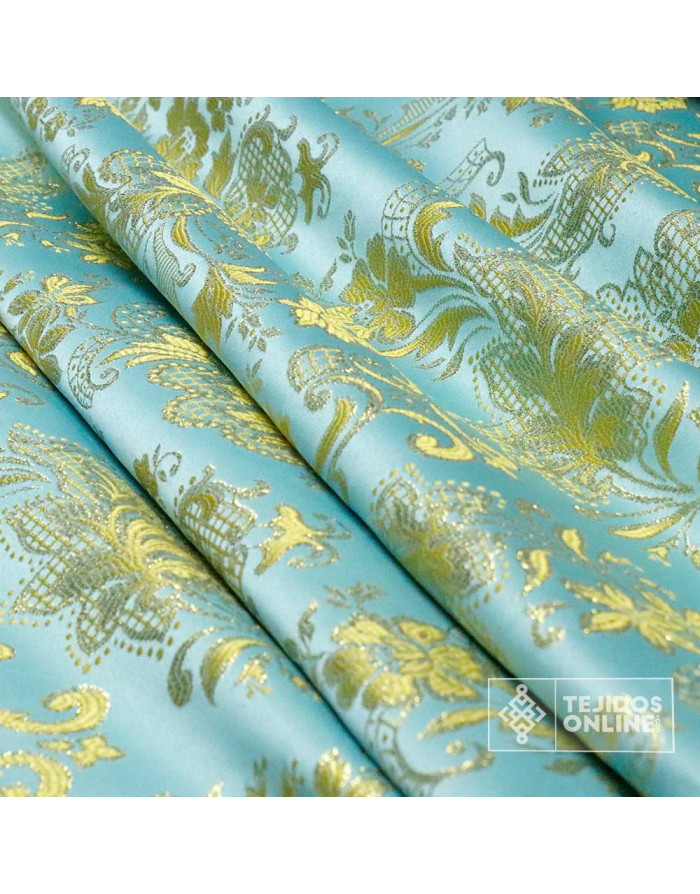Tela Brocado Turquesa Salamanca | Tienda de Telas | Cofrade - Imagen 4