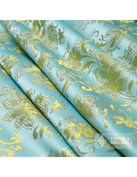 Tela Brocado Turquesa Salamanca | Tienda de Telas | Cofrade - Imagen 4