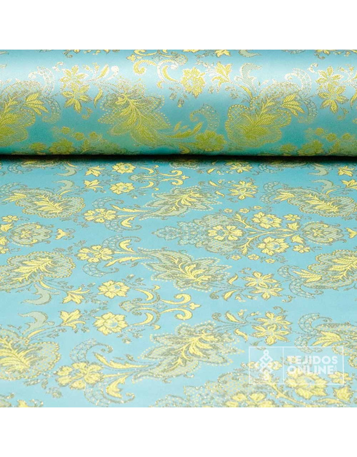 Tela Brocado Turquesa Salamanca | Tienda de Telas | Cofrade - Imagen 1