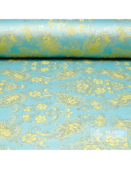 Tela Brocado Turquesa Salamanca | Tienda de Telas | Cofrade - Imagen 1
