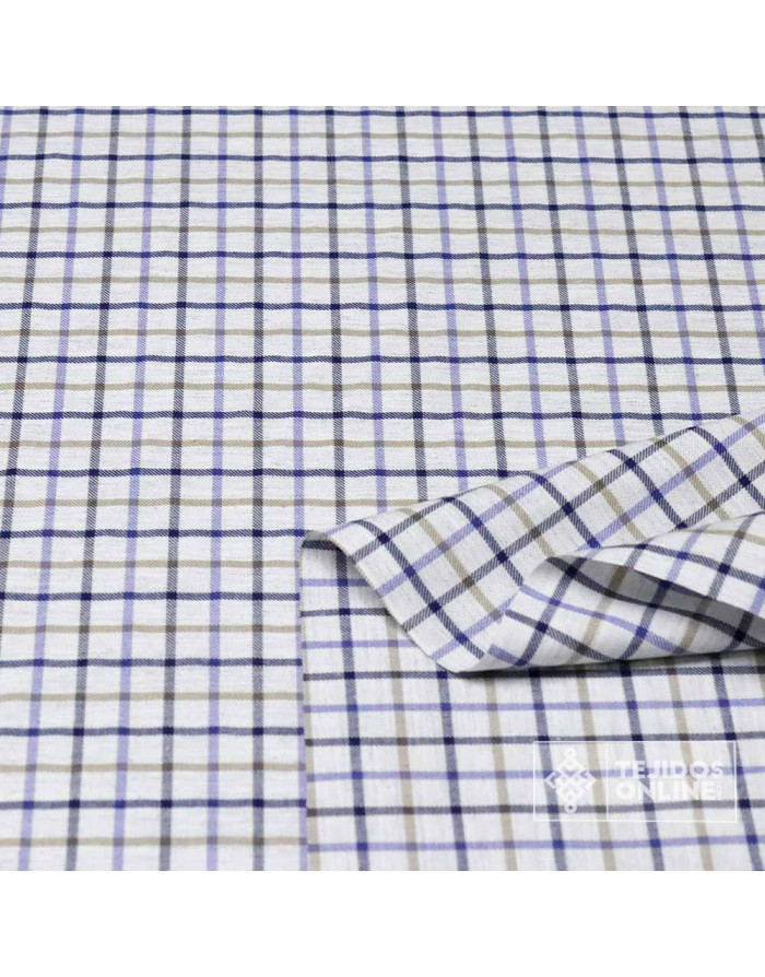 Tela Cuadros Azafata y Topo 100% Algodón - Telas de Cuadro - Imagen 2