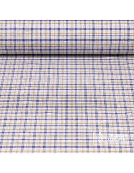 Tela de Cuadro Azul y Camel | Venta de Telas Online - Imagen 1