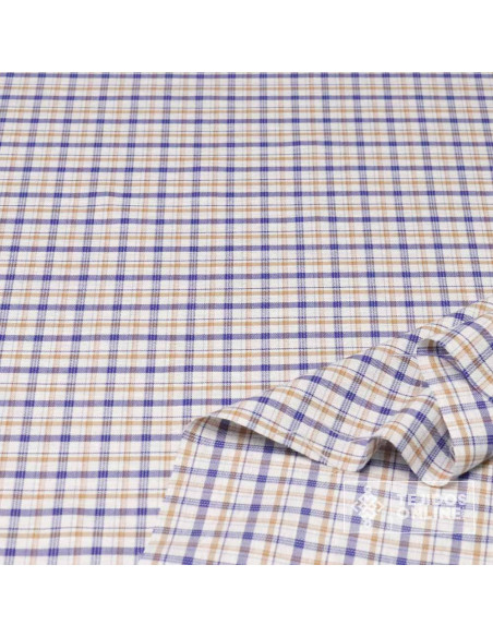 Tela de Cuadro Azul y Camel | Venta de Telas Online - Imagen 2