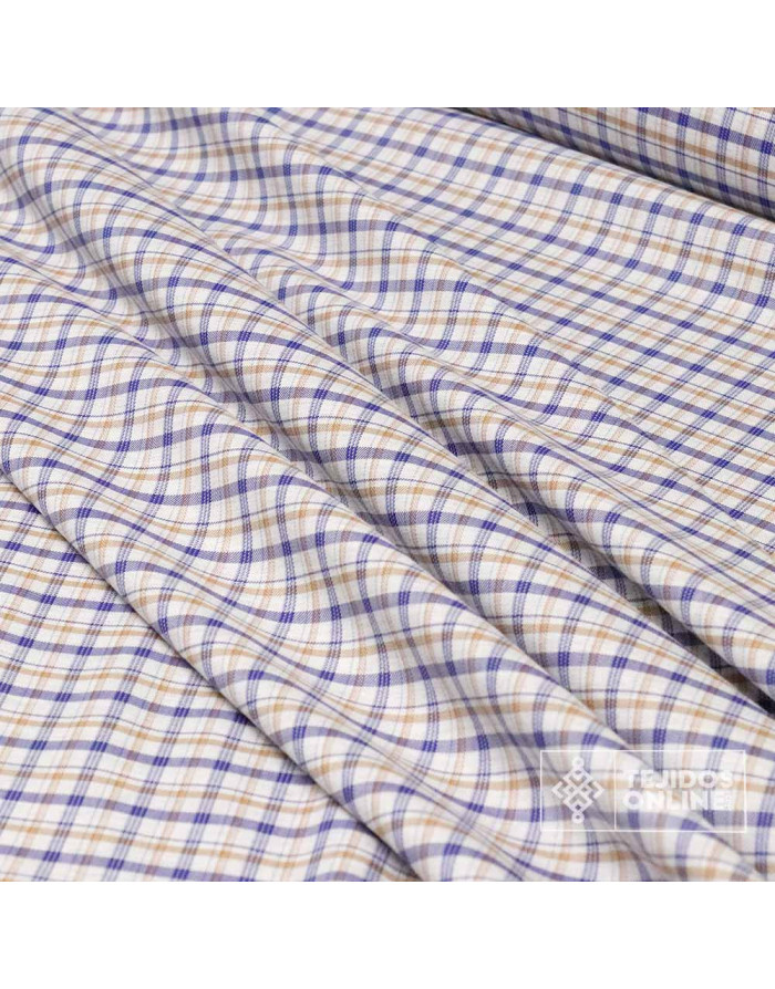 Tela de Cuadro Azul y Camel | Venta de Telas Online - Imagen 4